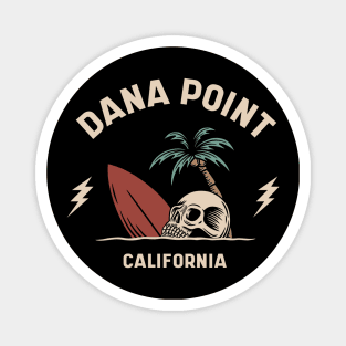 Vintage Surfing Dana Point California // Retro Surf Skull Magnet